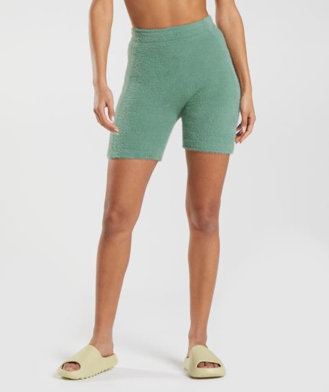 Women's Gymshark Whitney Eyelash Knit Shorts Green | CA 087D53